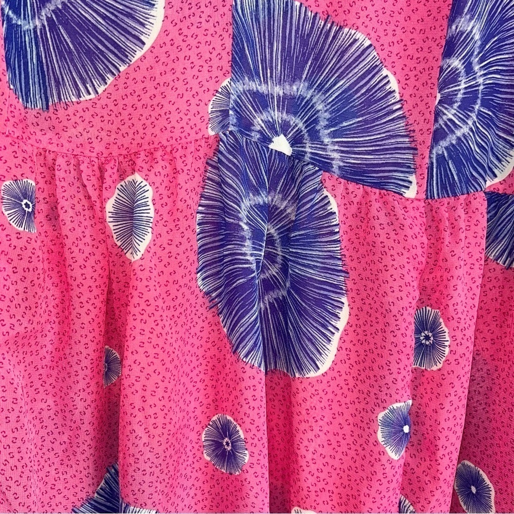 Lane Bryant Batik Floral Babydoll Blouse Pink Purple Sheer V-Neck Size 18/20 - Picture 4 of 9